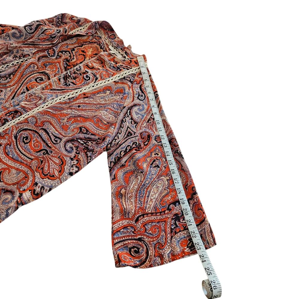 Miss Me Boho Style Paisley Print Open Front Cardigan Fringe Hem Festival Small - Picture 14 of 14